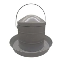 Abreuvoir Poule En Acier Galvanisé Peint En Gris Avec Anse 8L - Gaun