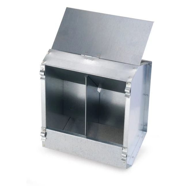 Mangeoire à Trémie Poule Galvanisée 2 Compartiments Avec Couvercle 2,5Kg Small - River Systems 3 Mangeoire à Trémie Poule Galvanisée 2 Compartiments Avec Couvercle 2,5Kg Small - River Systems