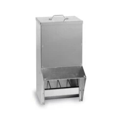 Mangeoire à Trémie Poule En Métal Avec Protection Anti-pluie Bordeaux 20L - Gaun