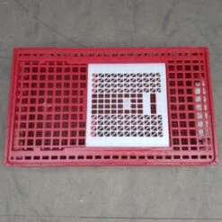 Cage Transport Poules Et Volailles 96x57x27cm 2 Portes Rouge Et Blanche -Volaille Magasin cage transport volailles 96x57x27 aytav dessus fermee