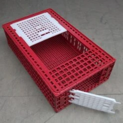 Cage Transport Poules Et Volailles 96x57x27cm 2 Portes Rouge Et Blanche -Volaille Magasin cage transport volailles 96x57x27 aytav profil ouverte