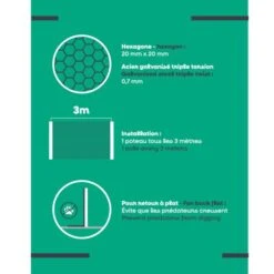Grillage Poulailler Acier Galvanisé à Chaud Triple Torsion 10m X 50cm épaisseur 0,7 Mm -Volaille Magasin etiquette grillage zen farm 10x0.5