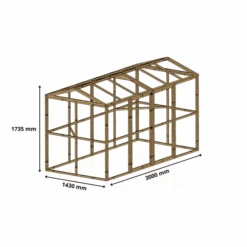 Enclos Grillagé Pour Volailles Bois 300x143x173,5cm -Volaille Magasin grand enclos grillage d exterieur en bois 300x143 cm schema
