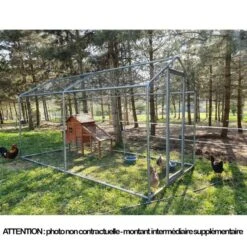 Enclos Poulailler 12m² Tubes 32mm H2,25m - Parc Grillagé Renforcé 6x2m - Acier Galvanisé -Volaille Magasin grand enclos poulailler parc grillage 2x6x2 25m cote gauche