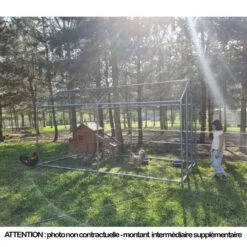 Enclos Poulailler 12m² Tubes 32mm H2,25m - Parc Grillagé Renforcé 6x2m - Acier Galvanisé -Volaille Magasin grand enclos poulailler parc grillage 2x6x2 25m cote gauche plan large