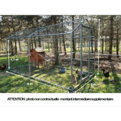 Enclos Poulailler 12m² Tubes 32mm H2,25m - Parc Grillagé Renforcé 6x2m - Acier Galvanisé -Volaille Magasin grand enclos poulailler parc grillage 2x6x2 25m dimensions