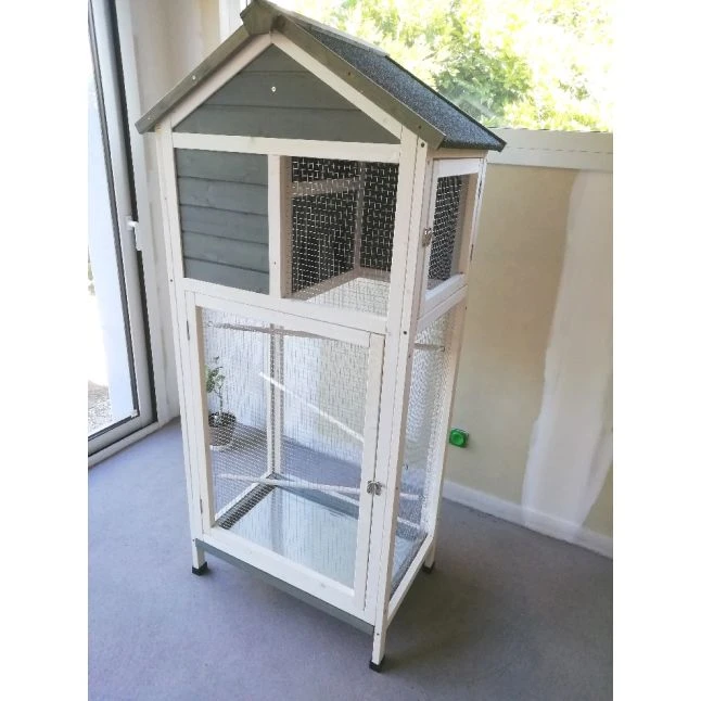 Volière Oiseaux En Bois Avec Toit Shingle Inséparable Bleue Et Blanche 11 Volière Oiseaux En Bois Avec Toit Shingle Inséparable Bleue Et Blanche – Image 9