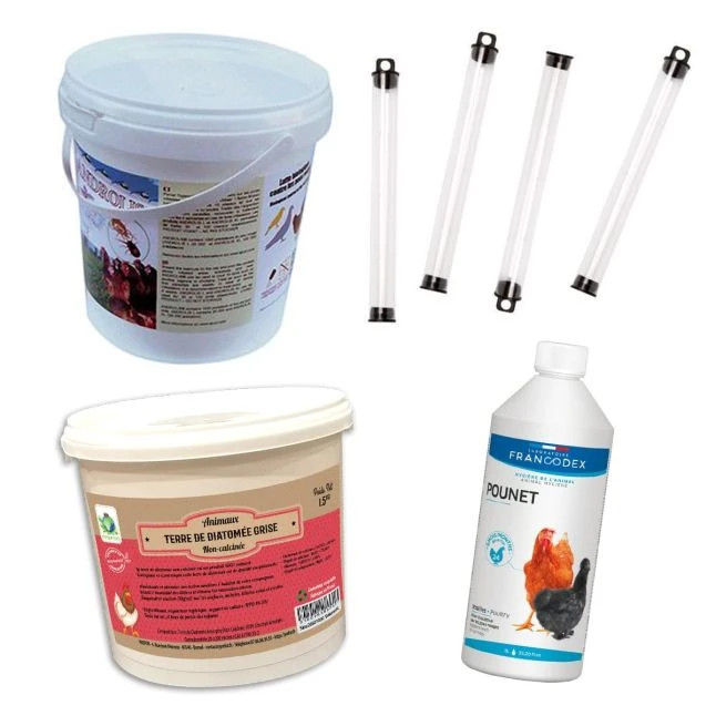 Kit Complet De Traitement Curatif Poux Et Parasites Pour Poules Et Volailles Taille L 3 Kit Complet De Traitement Curatif Poux Et Parasites Pour Poules Et Volailles Taille L