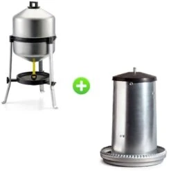 Kit Galva 15 Poules Abreuvoir 30L à Pieds Et Mangeoire 15Kg