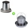 Kit 4/6 Poules Abreuvoir Inox 8L Et Mangeoire Galvanisé 5Kg -Volaille Magasin kit mangeoire et abreuvoir galvanise grand elevage 1