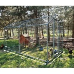 Enclos Poulailler 8m² Tubes 32mm H2,25m - Parc Grillagé Renforcé 4x2m - Acier Galvanisé -Volaille Magasin p001 dimensions