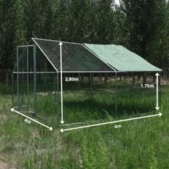 Enclos Poulailler 16m² Tubes 38mm H2,8m - Parc Grillagé Renforcé 4x4m - Acier Galvanisé -Volaille Magasin p007 dimensions