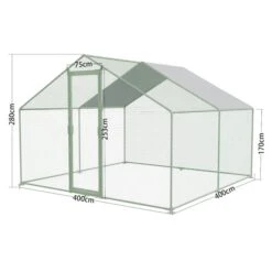 Enclos Poulailler 16m² Tubes 38mm H2,8m - Parc Grillagé Renforcé 4x4m - Acier Galvanisé -Volaille Magasin parc grillage p007 4x4m