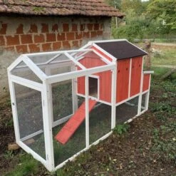 Poulailler Ardennais 6 à 8 Poules Toit Shingle -Volaille Magasin poulailler ardennais rouge 8 poules vue cote droit