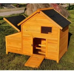 Poulailler Bantam XL 2 à 4 Poules Toit Shingle Avec Extension Parc Grillagé -Volaille Magasin poulailler bantam xl shingle noir vue face ouvert 1