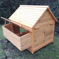 Poulailler Cémani XL Toit Bois 6 à 10 Poules -Volaille Magasin poulailler bois cemani xl 6 8 poules arriere ouvert