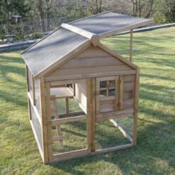 Poulailler Plymouth Toit Shingle Ouvrant 4 à 6 Poules Bois FSC -Volaille Magasin poulailler bois fsc plymouth 2 4 poules toit ouvert