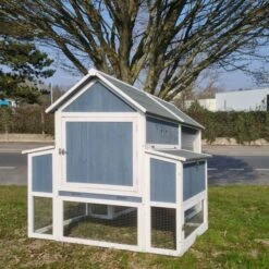 Poulailler Deluxe Bleu Toit Shingle Gris 10 à 12 Poules -Volaille Magasin poulailler deluxe 12 poules bleu vue dos