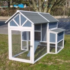 Poulailler Deluxe Bleu Toit Shingle Gris 10 à 12 Poules -Volaille Magasin poulailler deluxe 12 poules bleu vue principale av