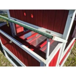 Poulailler Deluxe Rouge Toit Shingle Vert 10 à 12 Poules V3.0 -Volaille Magasin poulailler deluxe rouge toit vert 12 poules ouverture pondoir