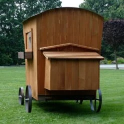 Poulailler Roulotte Toit Tôle 6 à 10 Poules Mobile -Volaille Magasin poulailler roulotte face arriere
