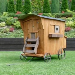 Poulailler Roulotte Toit Tôle 6 à 10 Poules Mobile -Volaille Magasin poulailler roulotte ferme