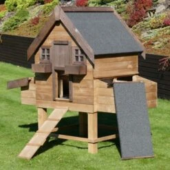 Poulailler Suisse XL Toit Shingle 8 à 10 Poules Bois Epicéa -Volaille Magasin poulailler suisse epicea profil tout ouvert