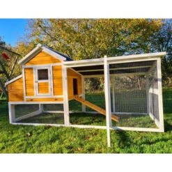 Poulailler Toit Renforcé M Toit Plastique 6 à 8 Poules -Volaille Magasin poulailler toit renforce 6 a 8 poules vue cote porte ouverte