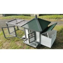 Liquidation - Poulailler Nankin Toit Shingle 2 à 4 Poules Bois FSC -Volaille Magasin poulailler nankin avec portes ouvertes