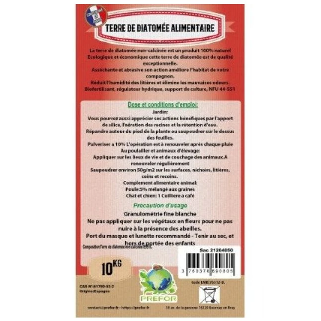 Terre De Diatomée Blanche Non-calcinée Alimentaire Poule Sac 10kg - Prefor 4 Terre De Diatomée Blanche Non-calcinée Alimentaire Poule Sac 10kg - Prefor – Image 2