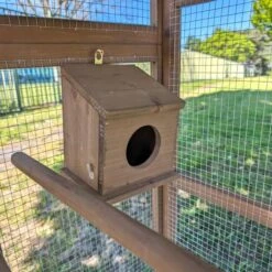 Volière Pour Oiseaux En Bois Double Toit Shingle -Volaille Magasin voli re oiseaux ext rieur 2 parties focus nichoir int rieur bas