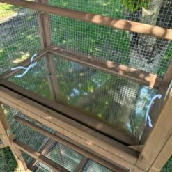 Volière Pour Oiseaux En Bois Double Toit Shingle -Volaille Magasin voli re oiseaux ext rieur 2 parties focus tiroir dejection haut