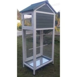 Volière Oiseaux En Bois Avec Toit Shingle Inséparable Bleue Et Blanche 14 Volière Oiseaux En Bois Avec Toit Shingle Inséparable Bleue Et Blanche -Volaille Magasin voliere inseparable 2